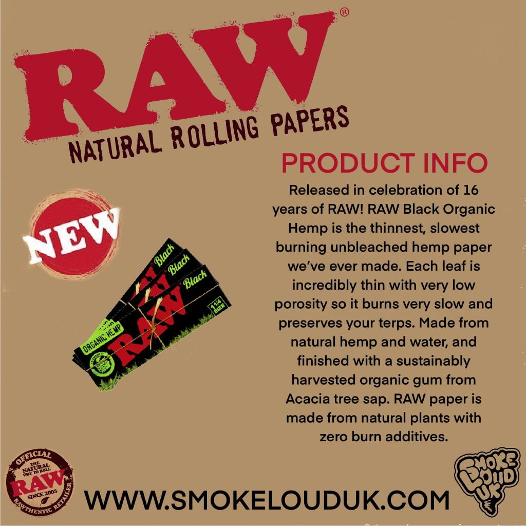 RAW Black Organic Hemp 1 1/4 &ndash; Smoke Loud UK