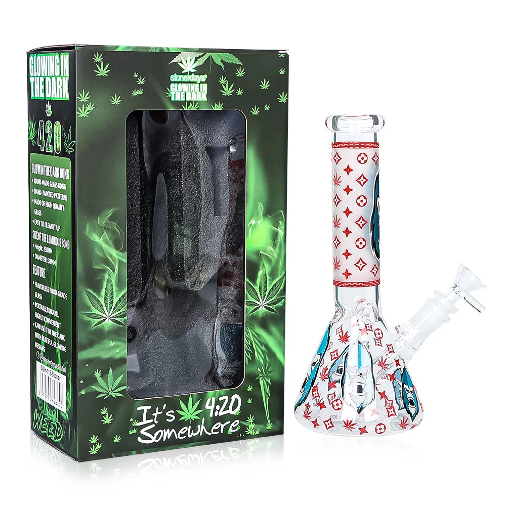 stonerdays glowing in the dark glass bong