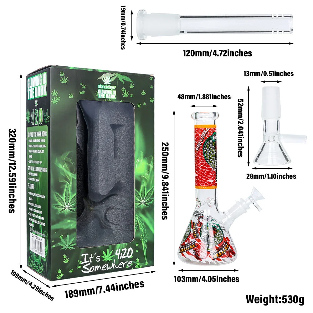 stonerdays glowing in the dark bong small large