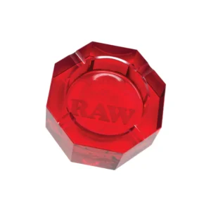 raw red glass ashtray